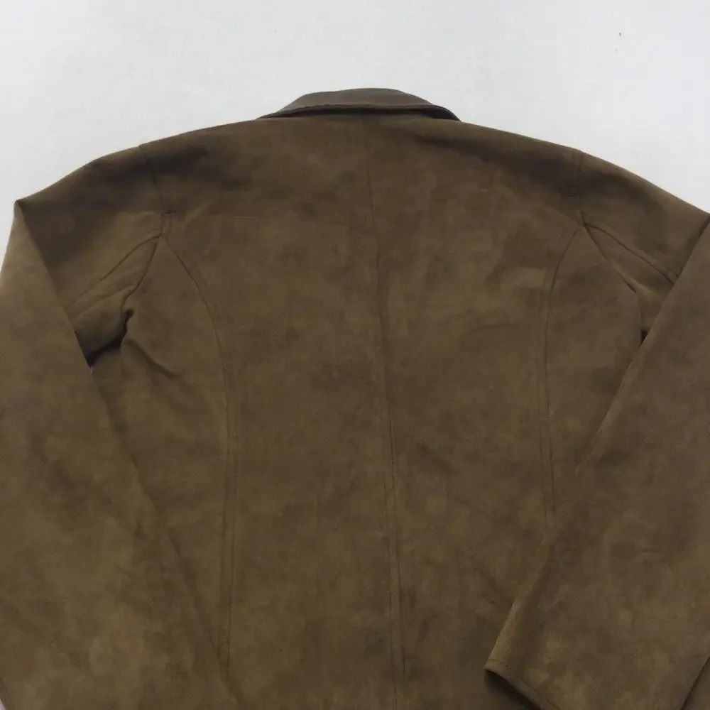 Collezioni Jacket Womens Medium Brown Faux Suede Notch Lapel Lined Blazer Italy